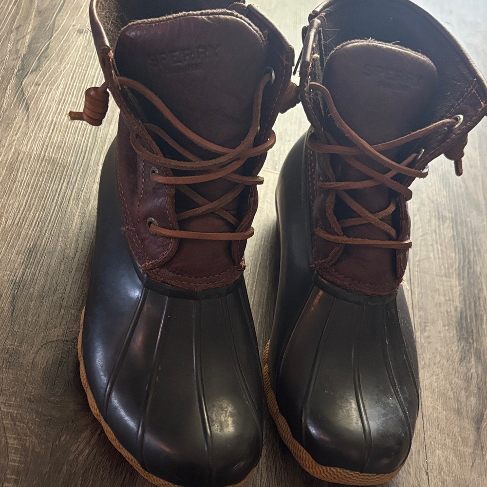 Sperry Brown and Black Duck Boots (vintage)